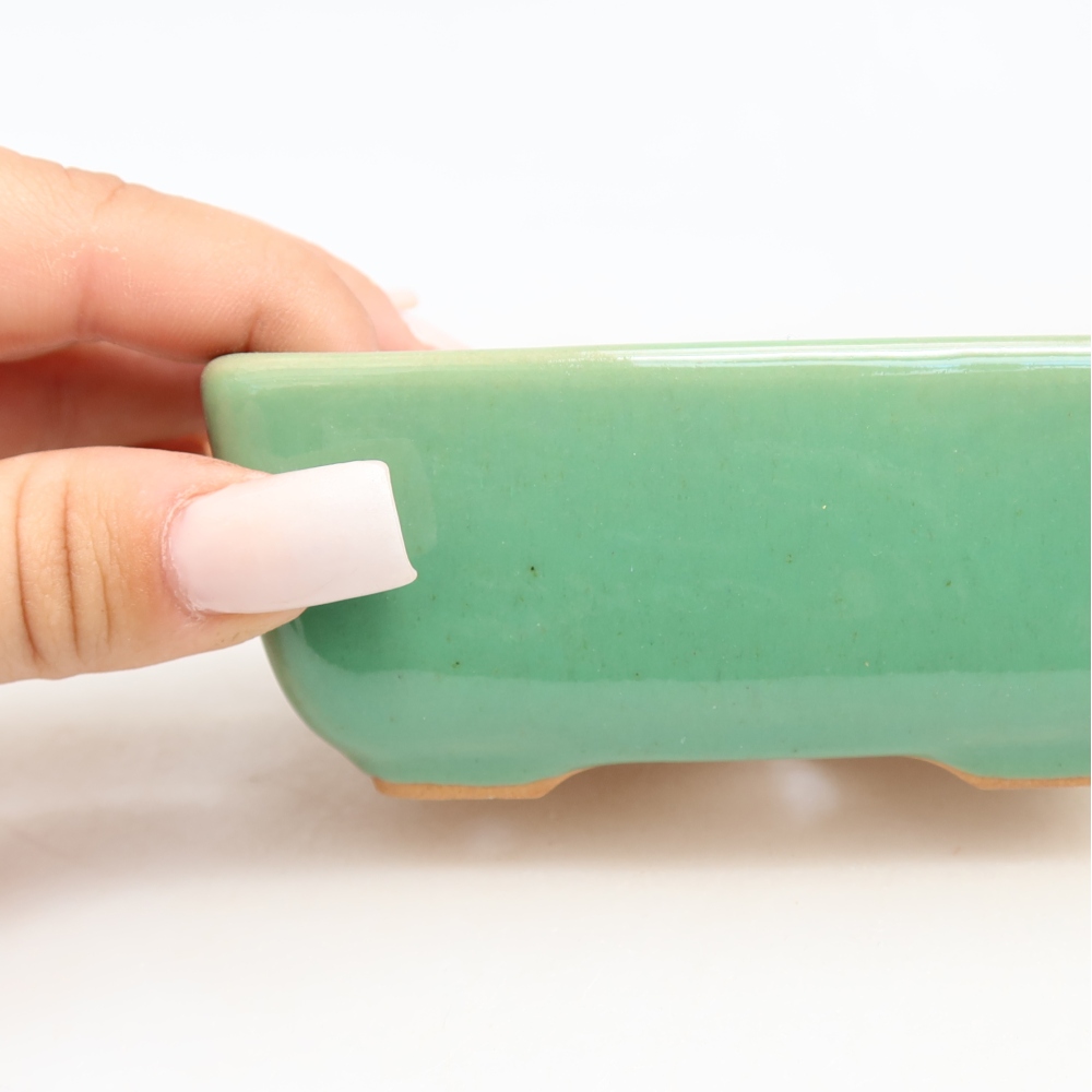 Ceramic bonsai pot, 10.5 x 7 x 4.5 cm, green