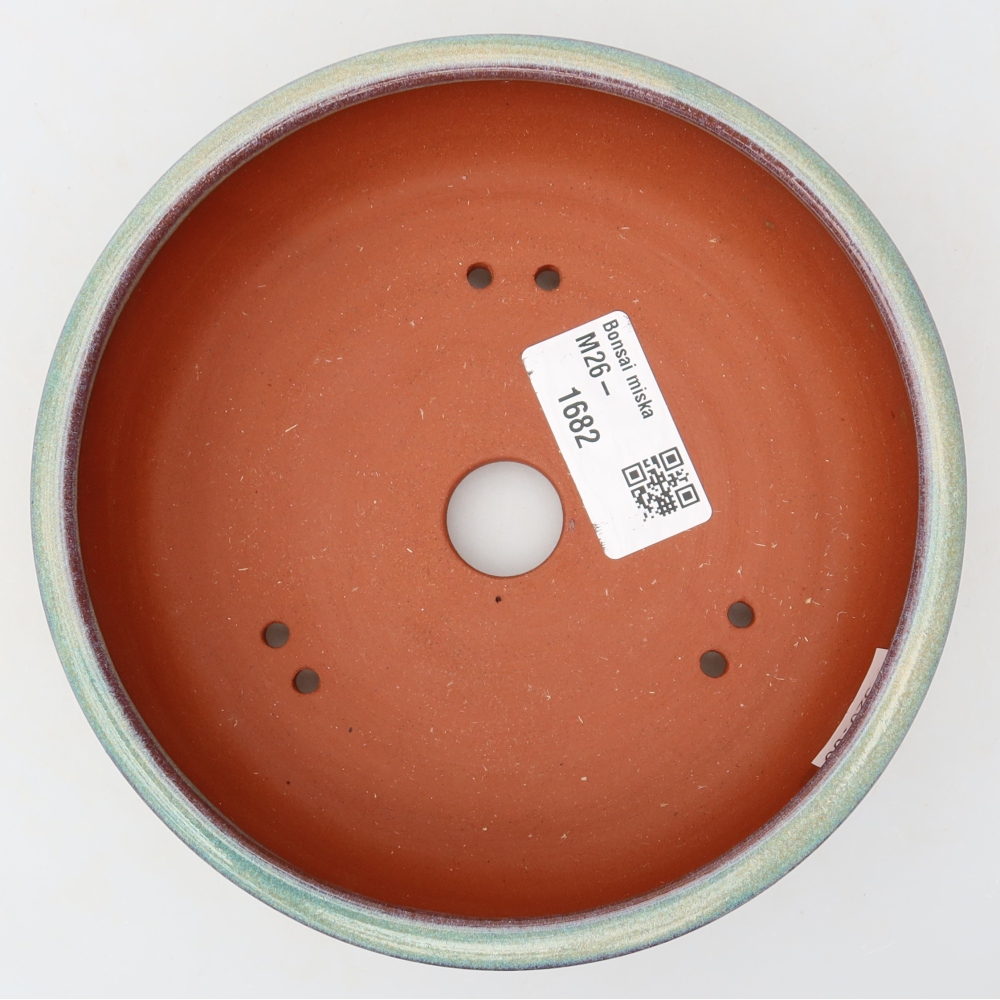 Ceramic bonsai pot, 14 x 14 x 4.5 cm, green