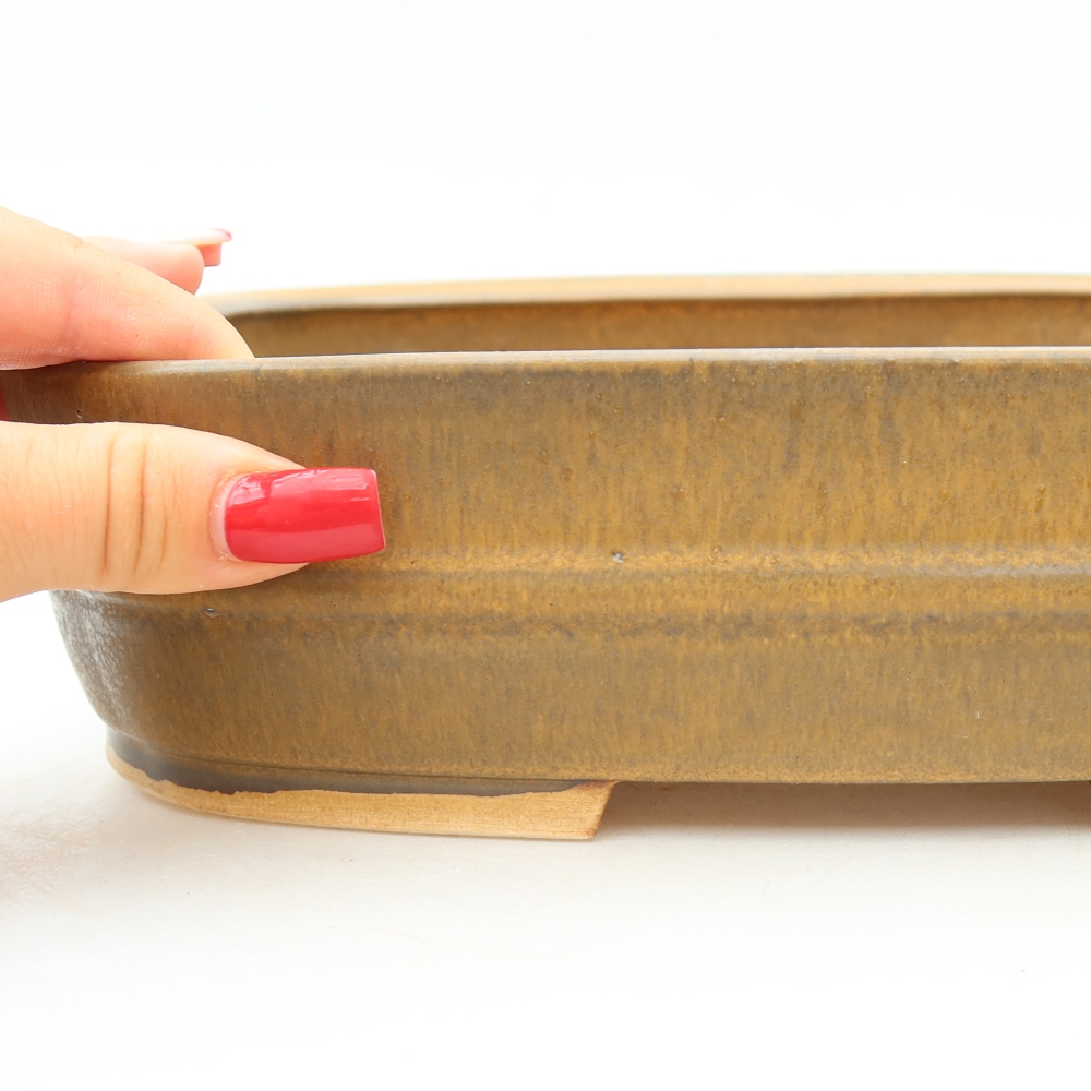 Ceramic bonsai pot, 24.5 x 20.5 x 6.5 cm, brown