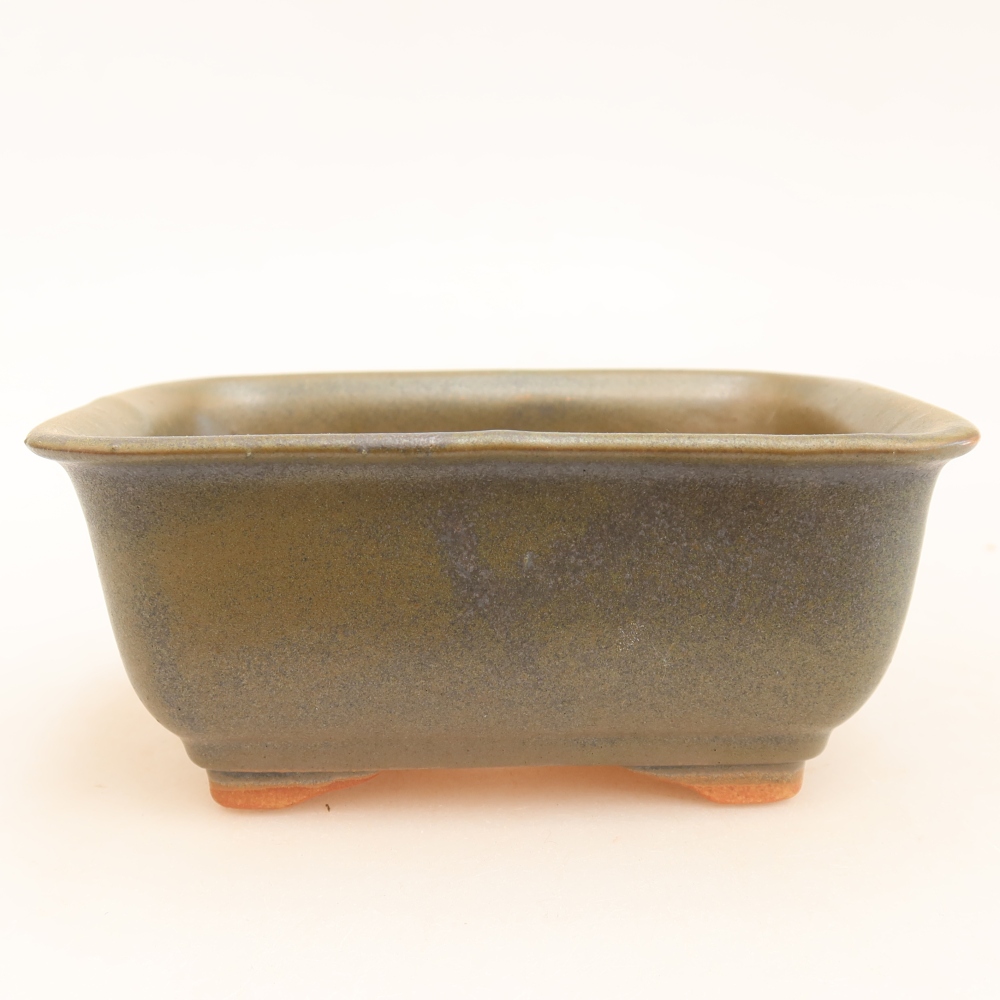 Ceramic bonsai bowl 13,5 x 10,5 x 6 cm, green