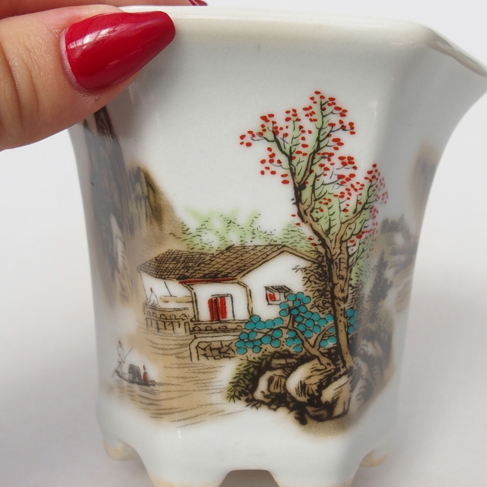 Ceramic bonsai bowl 10 x 9 x 9 cm, colour white