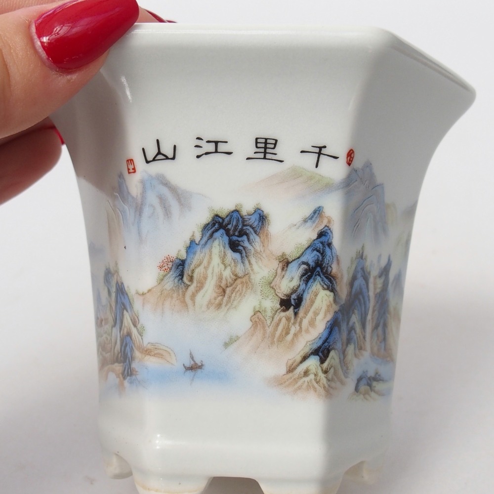 Ceramic bonsai bowl 10 x 9 x 9 cm, colour white