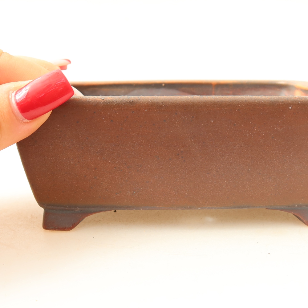 Ceramic bonsai pot, 13.5 x 11 x 5 cm, brown