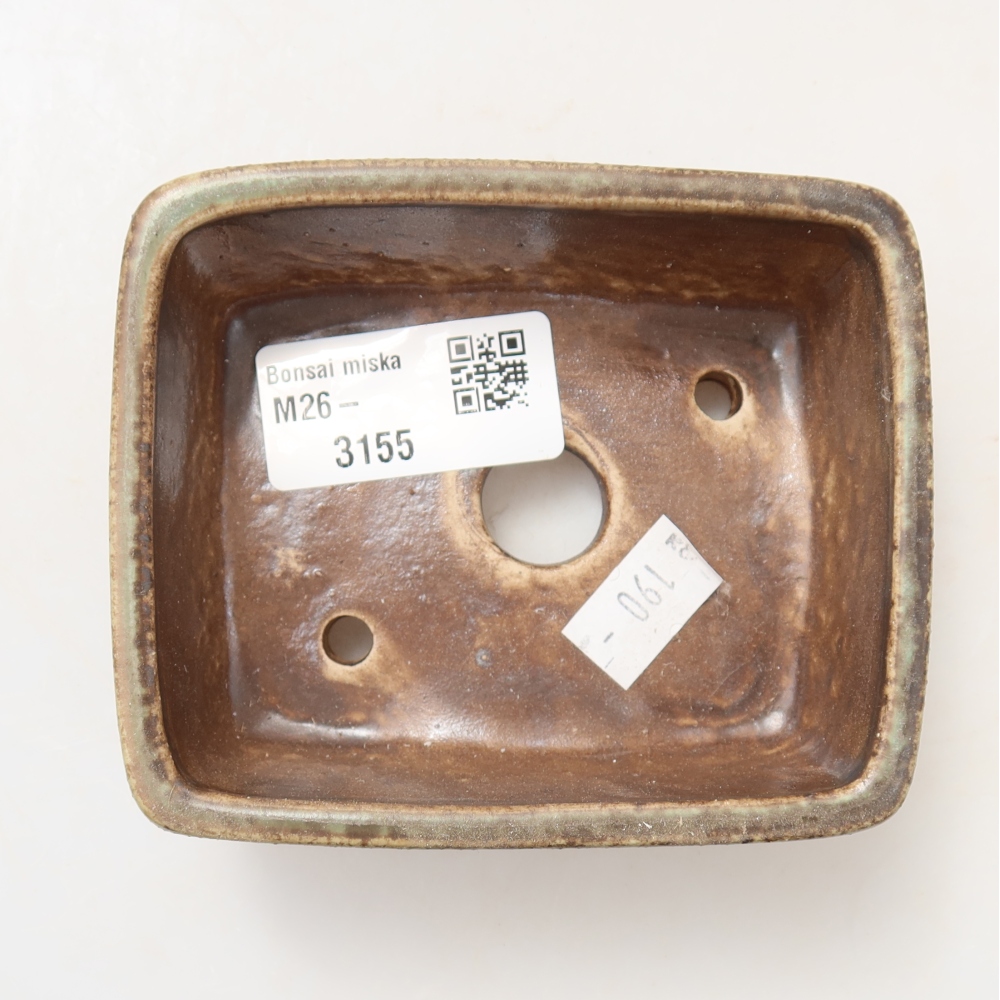 Ceramic bonsai pot, 10 x 8 x 3.5 cm, brown