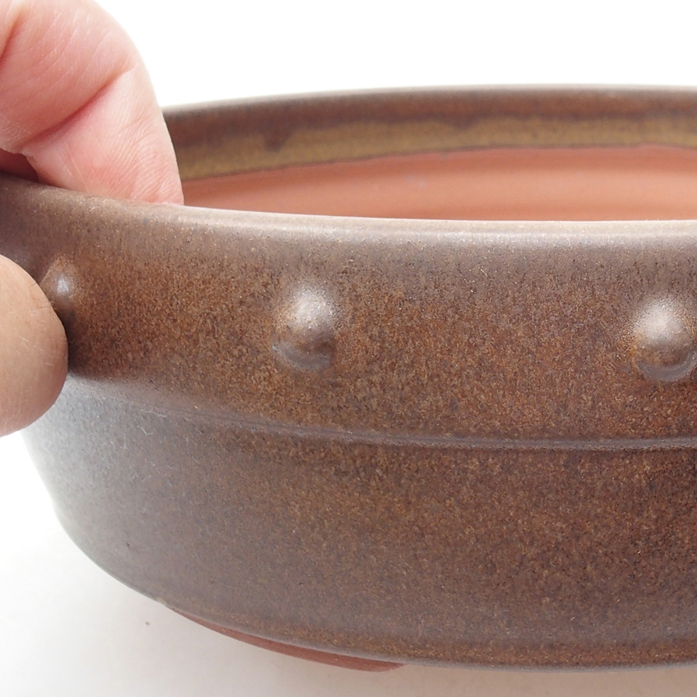 Ceramic bonsai bowl 18 x 18 x 5,5 cm, brown color