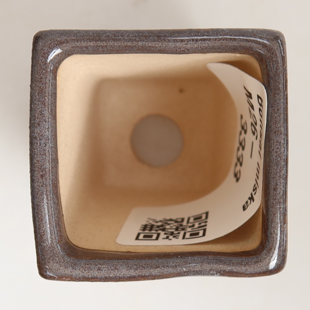 Ceramic bonsai pot, 3.5 x 3.5 x 5 cm, gray