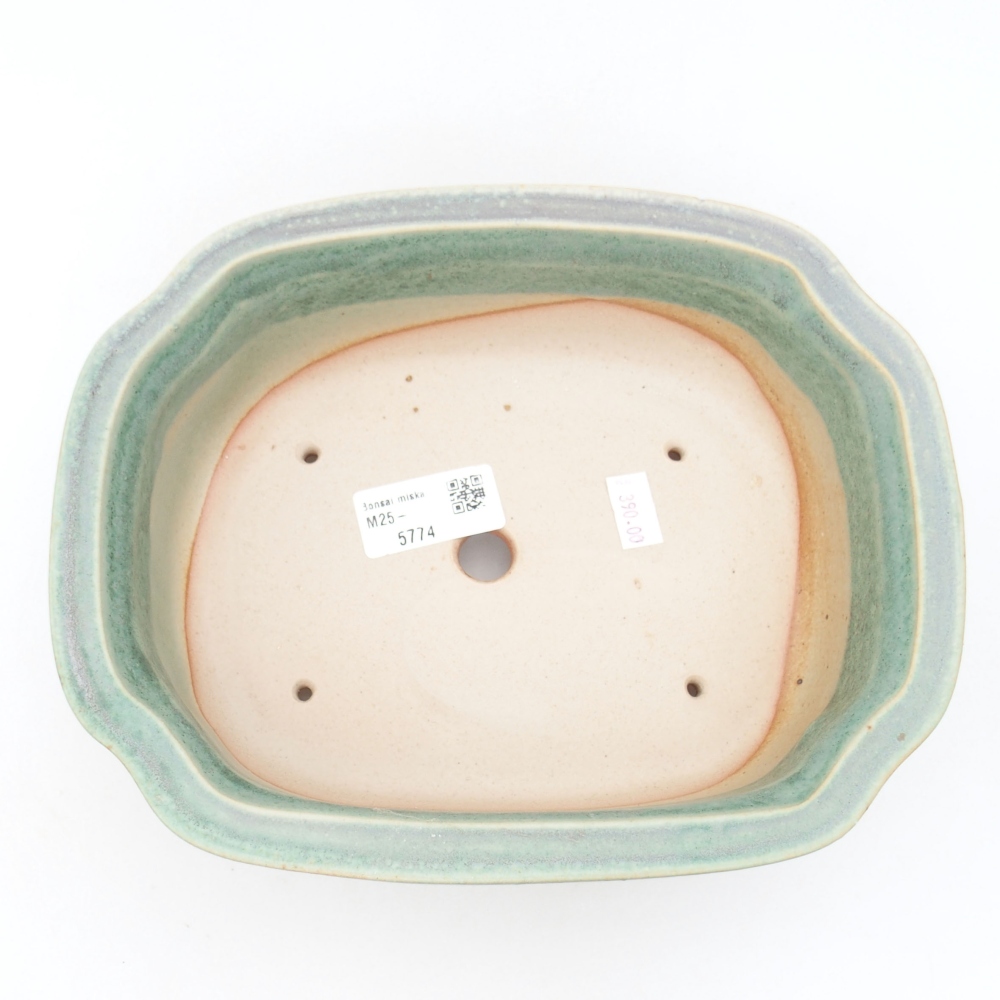 Ceramic bonsai bowl 22,5 x 17,5 x 7,5 cm, color green