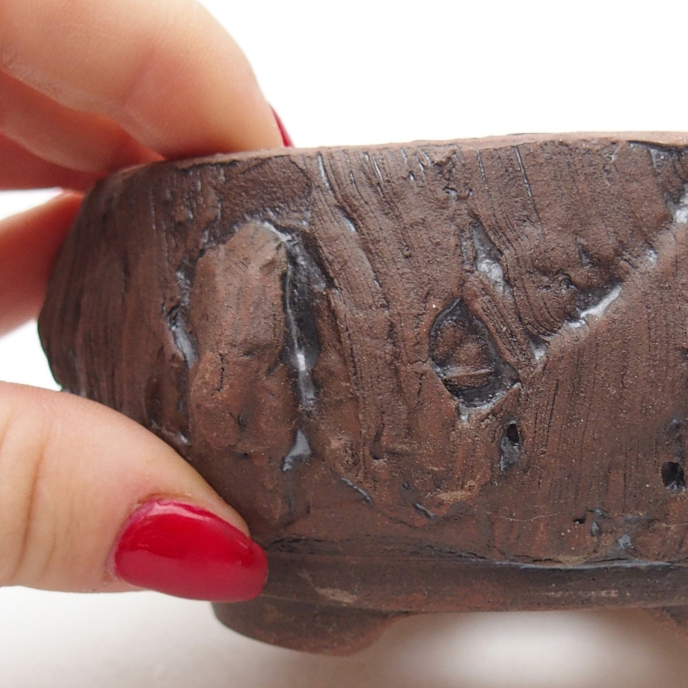 Ceramic bonsai bowl 10 x 10 x 5 cm, brown