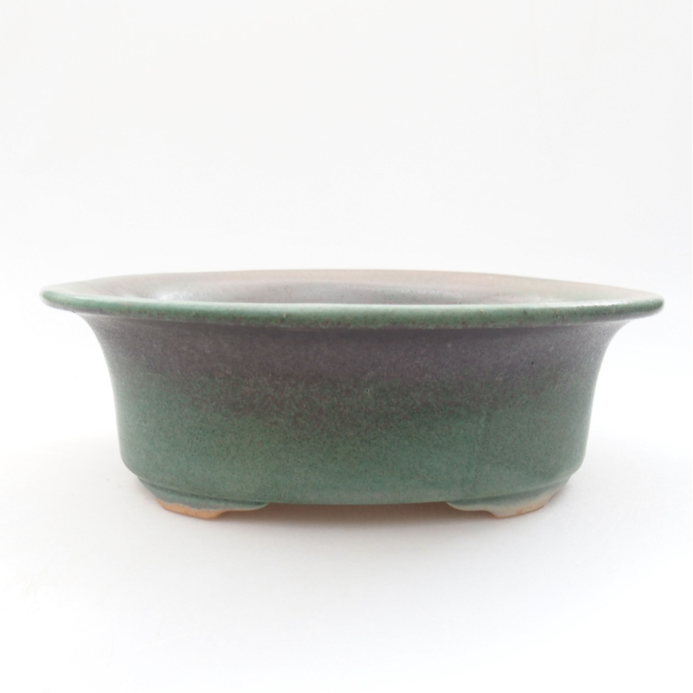 Ceramic bonsai bowl 19,5 x 16 x 6,5 cm, color green