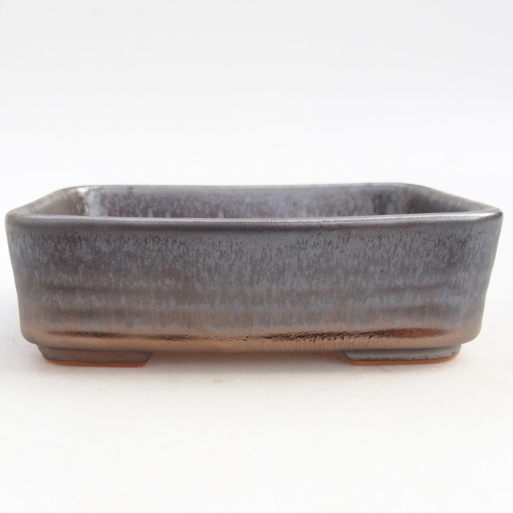 Ceramic bonsai bowl 14,5 x 10,5 x 4,5 cm, metal colour