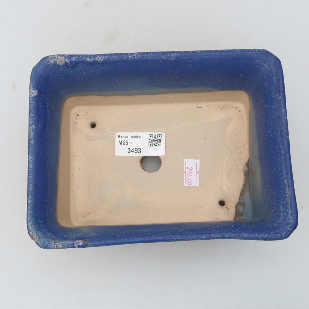Ceramic bonsai pot, 18 x 13.5 x 7.5 cm, blue