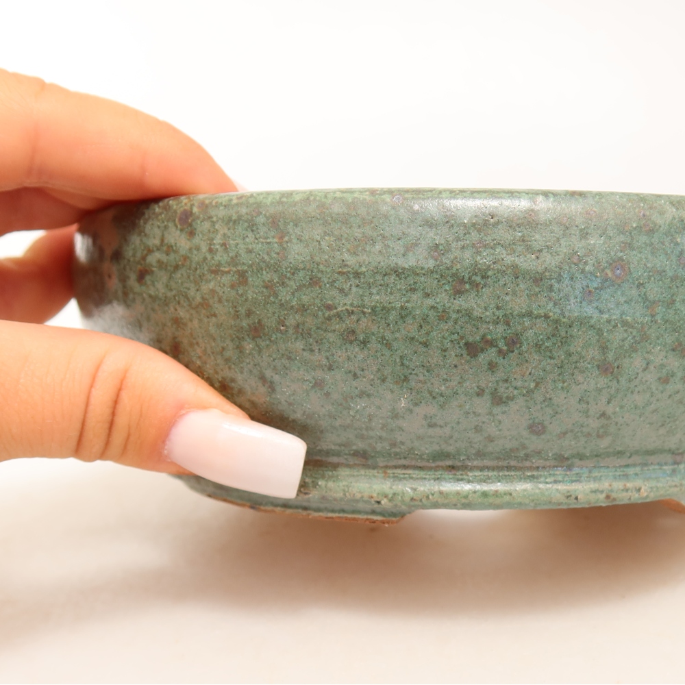 Ceramic bonsai bowl 15 x 15 x 5 cm, green