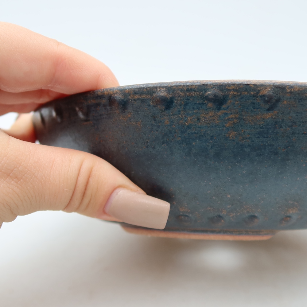 Ceramic bonsai bowl 17,5 x 17,5 x 5 cm, brown