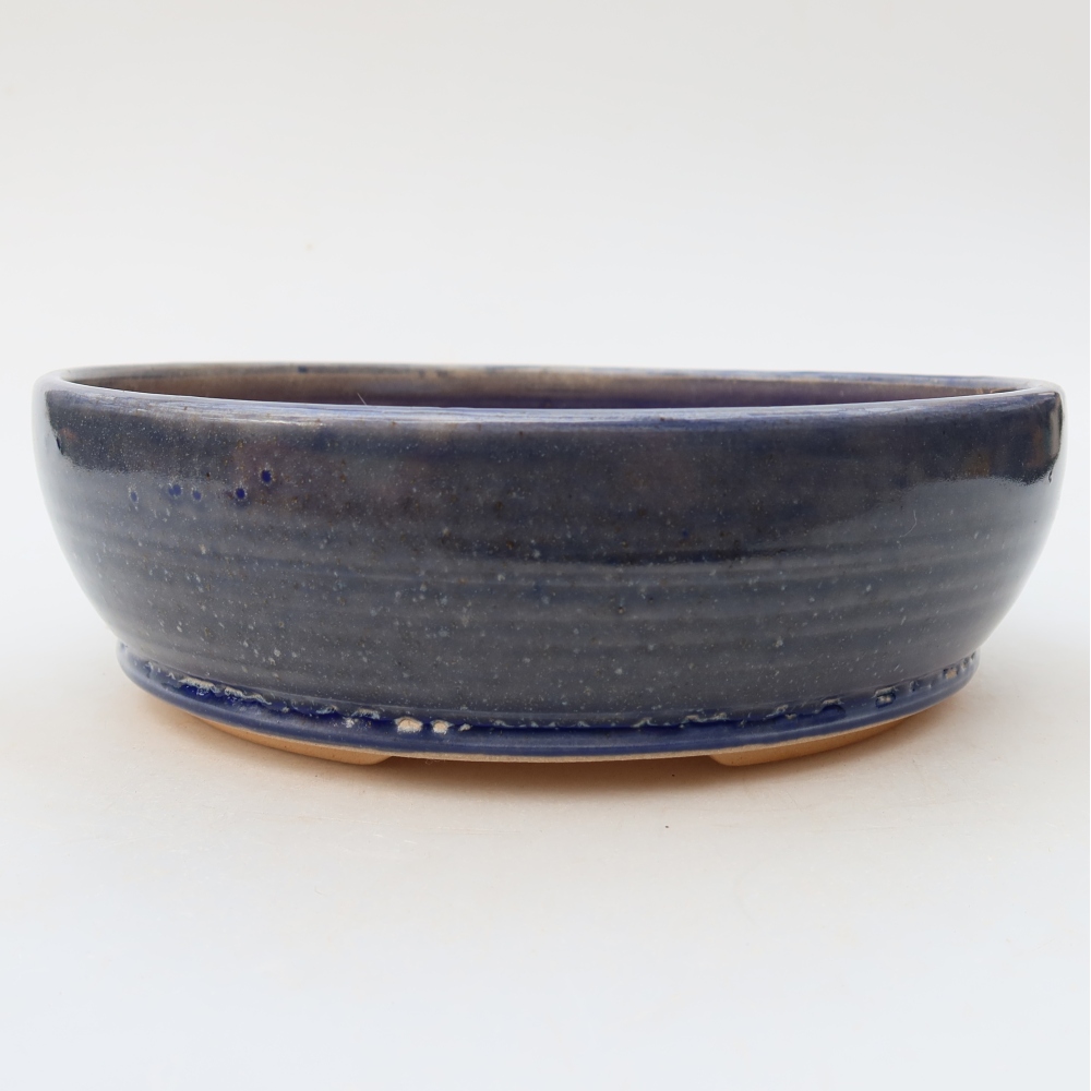 Ceramic bonsai pot, 20 x 20 x 6.5 cm, blue
