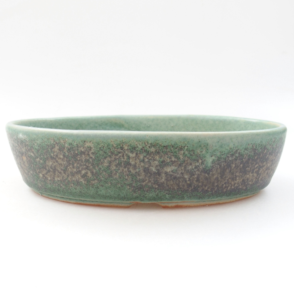 Ceramic bonsai bowl 18,5 x 13,5 x 4,5 cm, color green