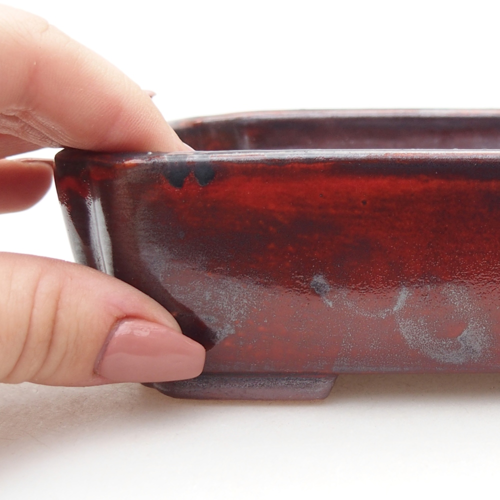 Ceramic bonsai bowl 15 x 12 x 4,5 cm, colour red