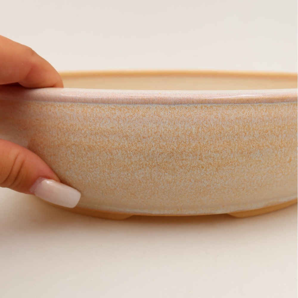 Ceramic bonsai pot, 27 x 27 x 6.5 cm, beige