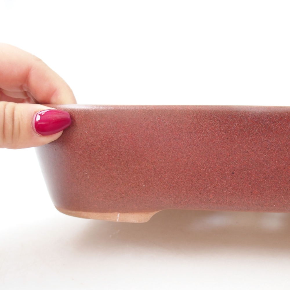 Ceramic bonsai bowl 23 x 18 x 5,5 cm, color burgundy