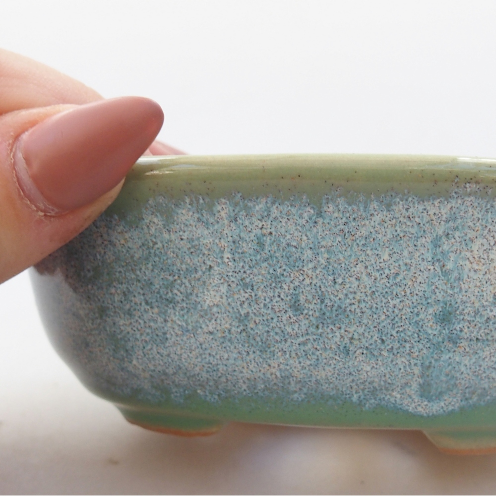 Ceramic bonsai bowl 11 x 9 x 4 cm, green