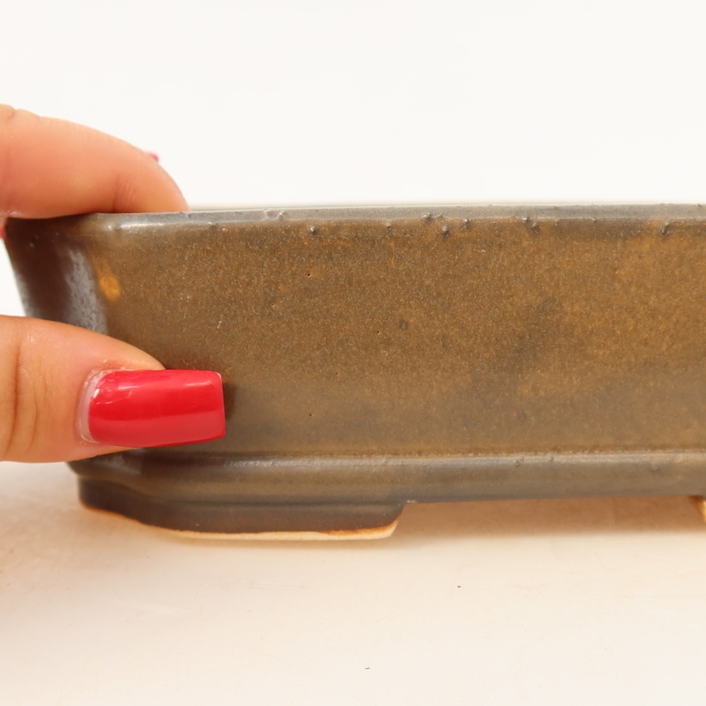 Ceramic bonsai pot, 17.5 x 14.5 x 5 cm, brown