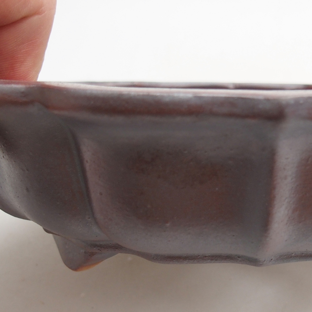 Ceramic bonsai bowl 18 x 18 x 4,5 cm, metal colour
