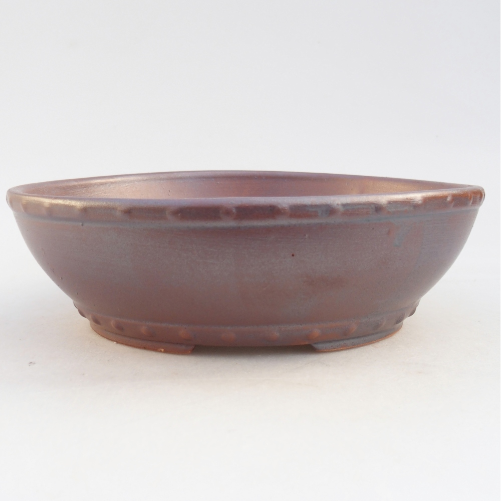 Ceramic bonsai bowl 18 x 18 x 5,5 cm, metal colour