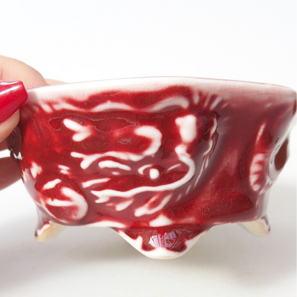 Ceramic bonsai bowl 11,5 x 11 x 5 cm, colour red