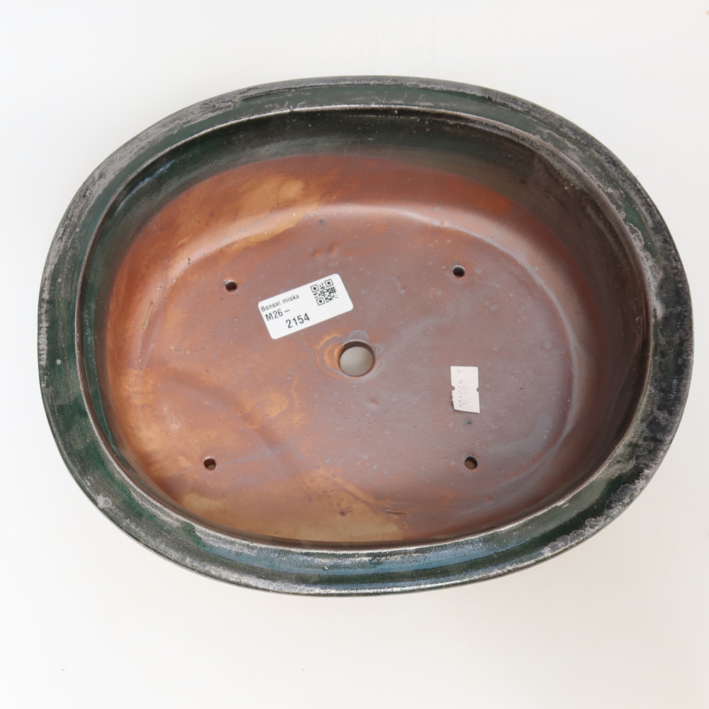 Ceramic bonsai bowl 26 x 22 x 8 cm, green