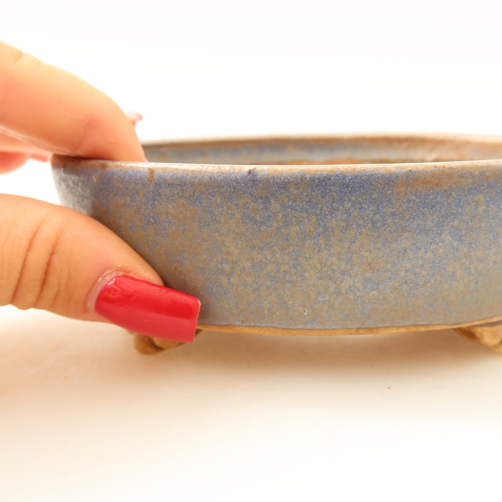 Ceramic bonsai pot, 12 x 10.5 x 4 cm, blue