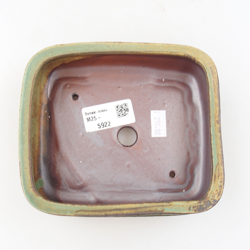 Ceramic bonsai bowl 14 x 12 x 4,5 cm, color green