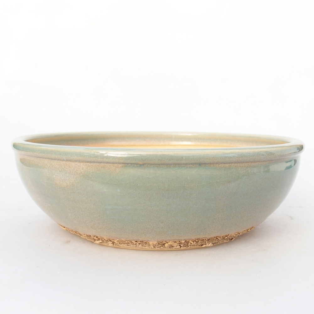 Ceramic bonsai bowl 20 x 20 x 6 cm, green
