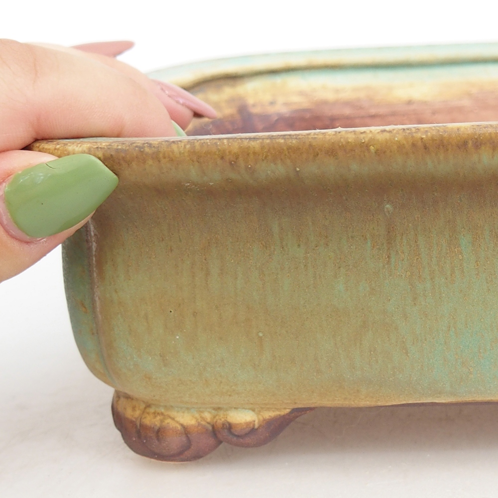 Ceramic bonsai bowl 20 x 17 x 6 cm, green
