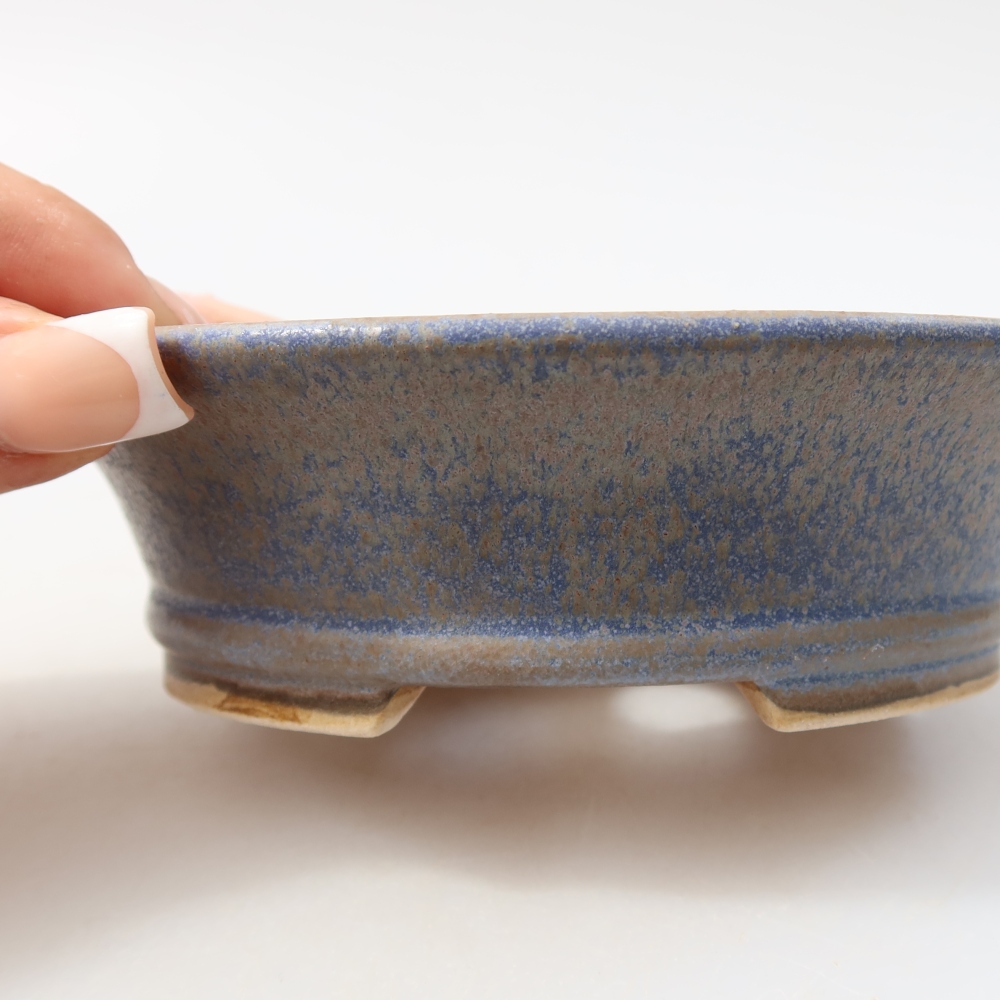 Ceramic bonsai pot, 12.5 x 11.5 x 4 cm, blue