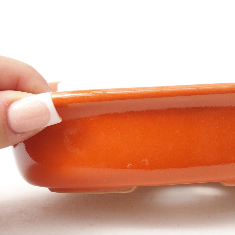 Ceramic bonsai bowl 14,5 x 10,5 x 3,5 cm, orange