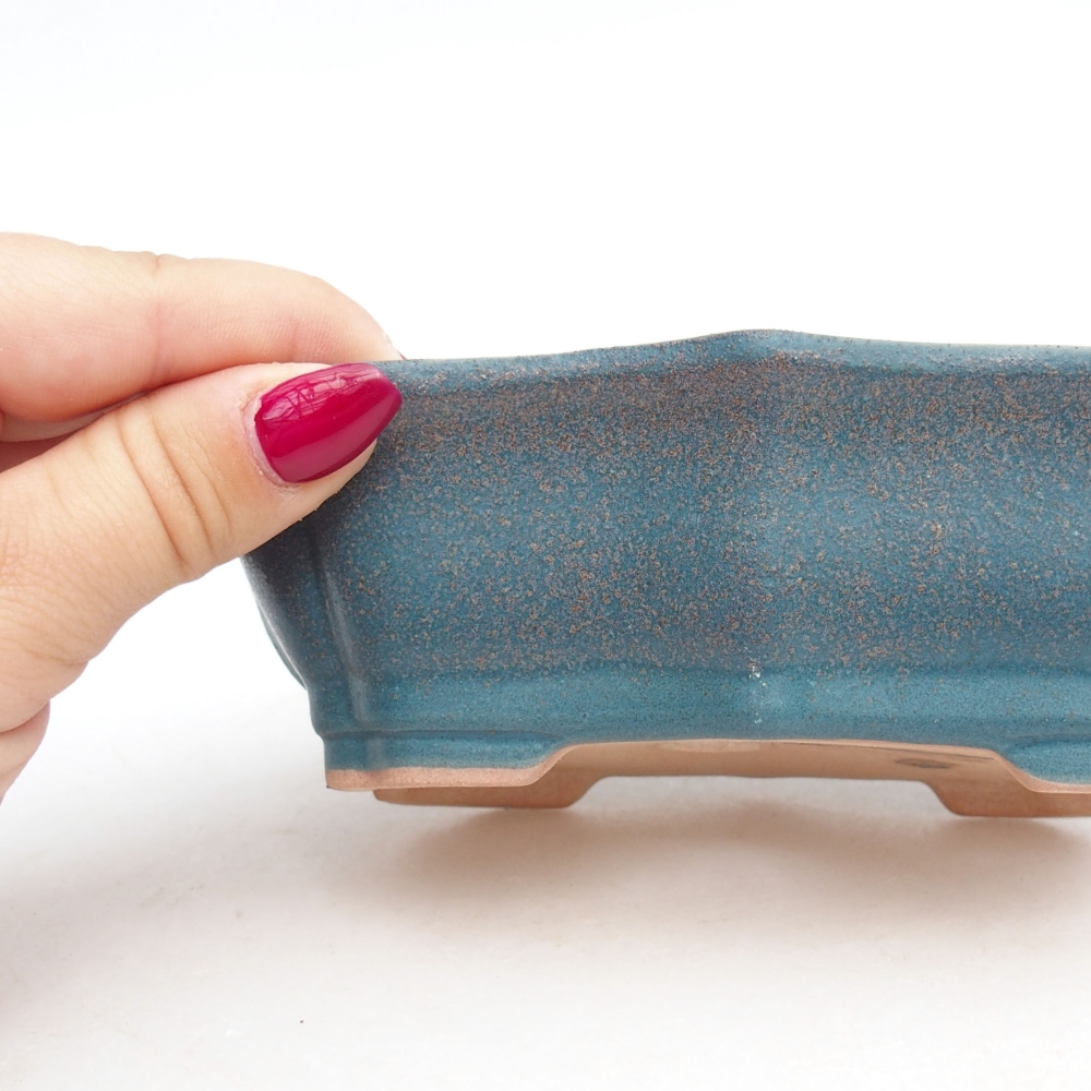 Ceramic bonsai bowl  15,5 x 11,5 x 4,5 cm, color blue