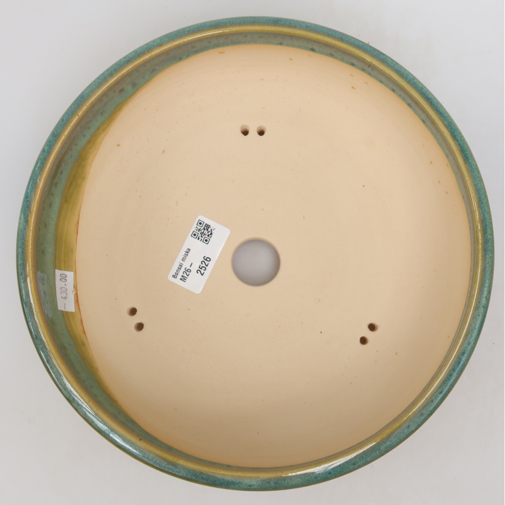 Ceramic bonsai pot, 23 x 23 x 6.5 cm, green