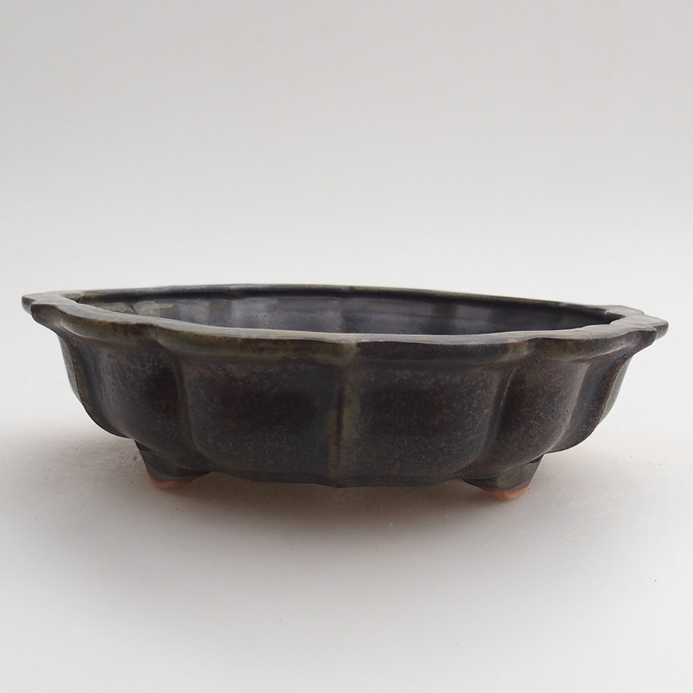 Ceramic bonsai bowl 18 x 18 x 4,5 cm, brown
