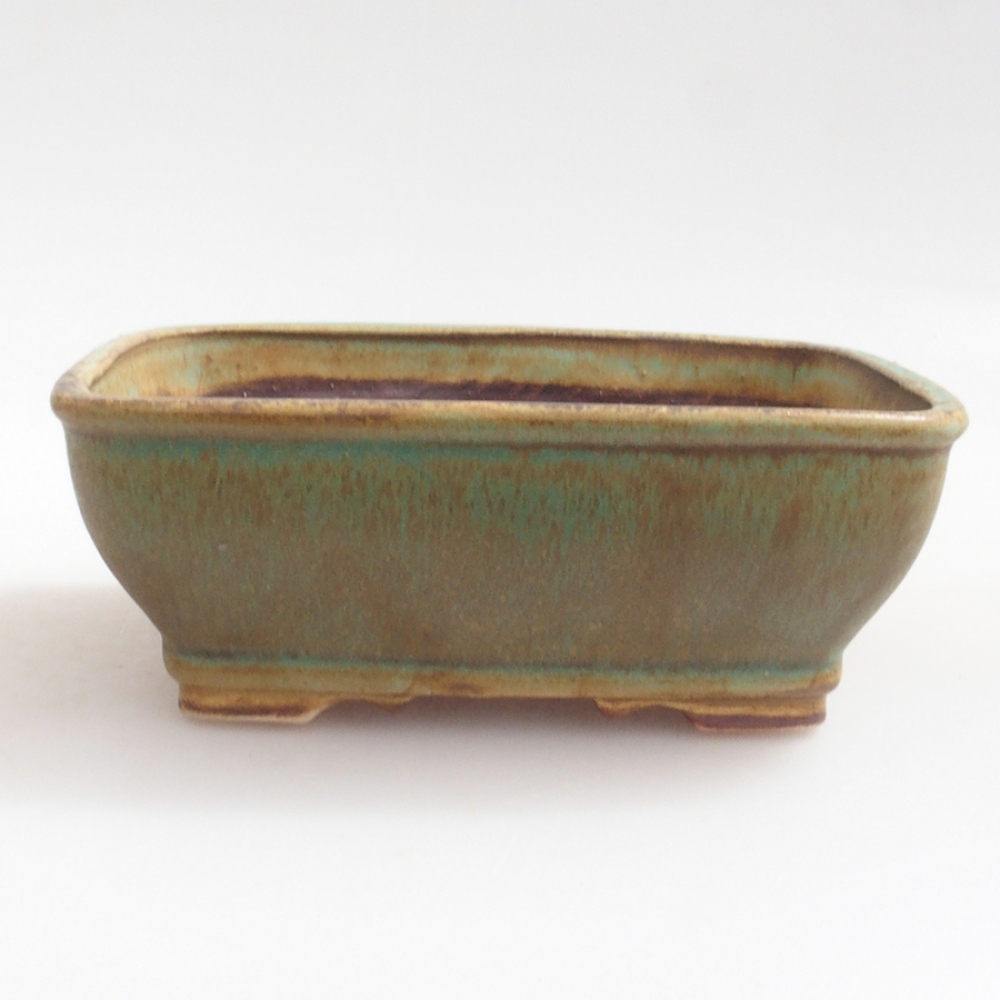 Ceramic bonsai bowl 14 x 12 x 5 cm, color green