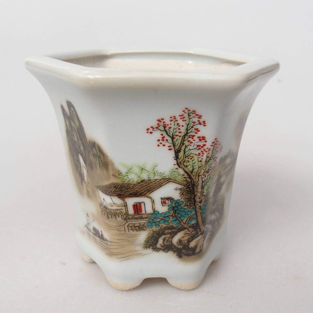 Ceramic bonsai bowl 10 x 9 x 9 cm, colour white