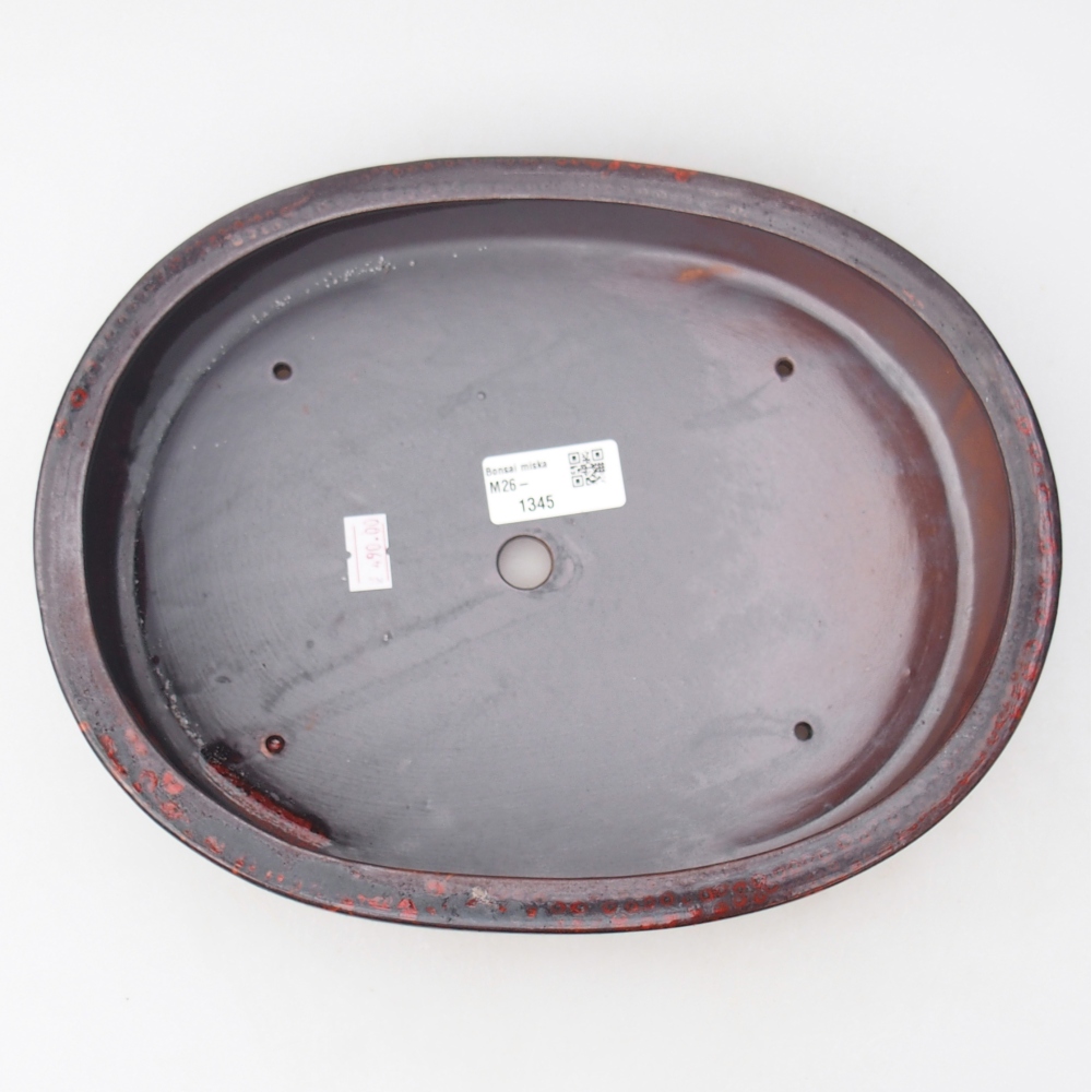 Ceramic bonsai bowl 27 x 21 x 5,5 cm, colour red-black