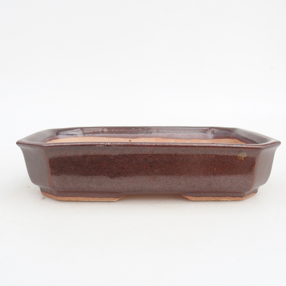 Ceramic bonsai bowl 18,5 x 13,5 x 4,5 cm, brown