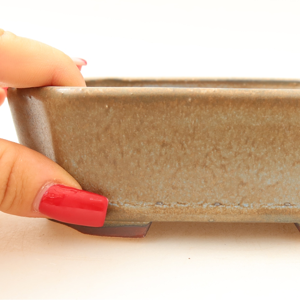Ceramic bonsai pot, 13.5 x 11.5 x 4 cm, blue