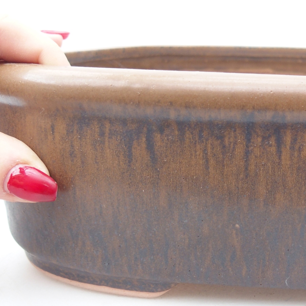 Ceramic bonsai bowl 32 x 25 x 7,5 cm, brown