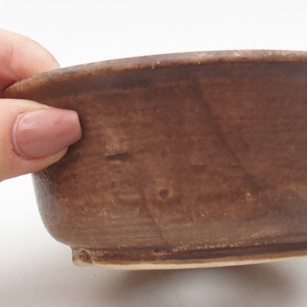 Ceramic bonsai bowl 11,5 x 11,5 x 4,5 cm, brown