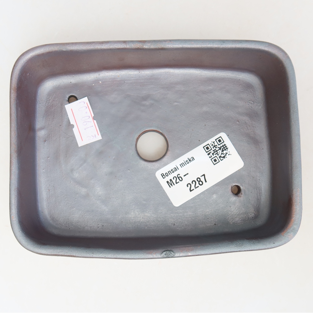 Ceramic bonsai pot, 13 x 9.5 x 3.5 cm, metallic color
