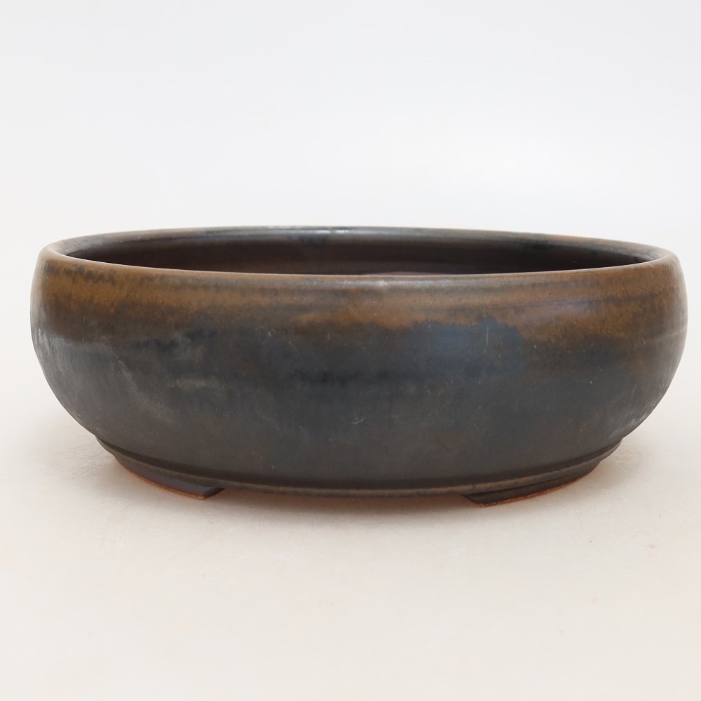 Ceramic bonsai pot, 17 x 17 x 5.5 cm, brown