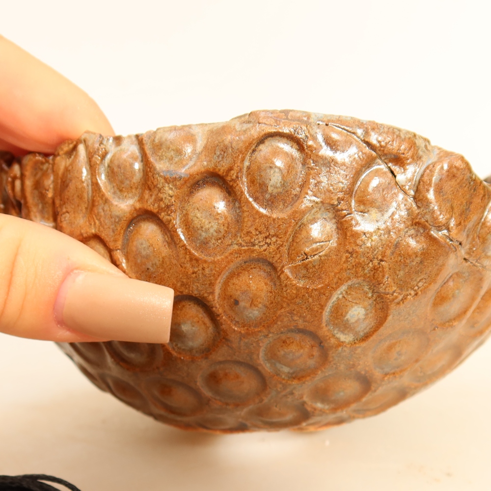 Ceramic Kokedama Pot, 12.5 x 11.5 x 6 cm, brown