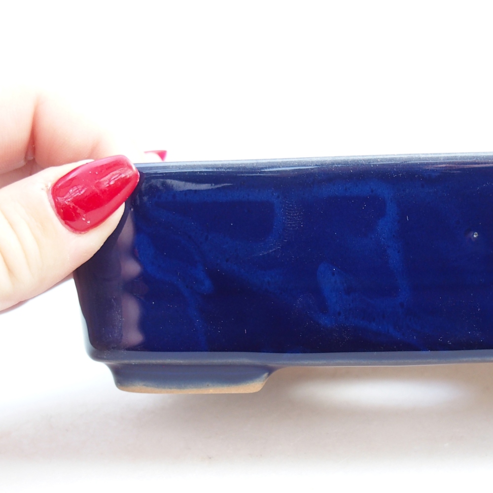 Ceramic bonsai bowl 14,5 x 10,5 x 4,5 cm, colour blue