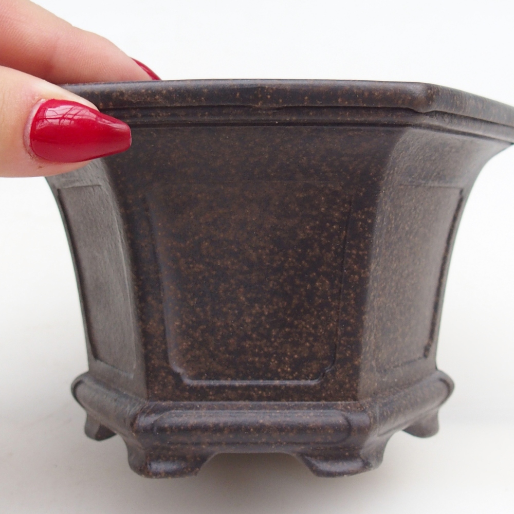 Ceramic bonsai bowl 13,5 x 12 x 8 cm, colour brownish ochre