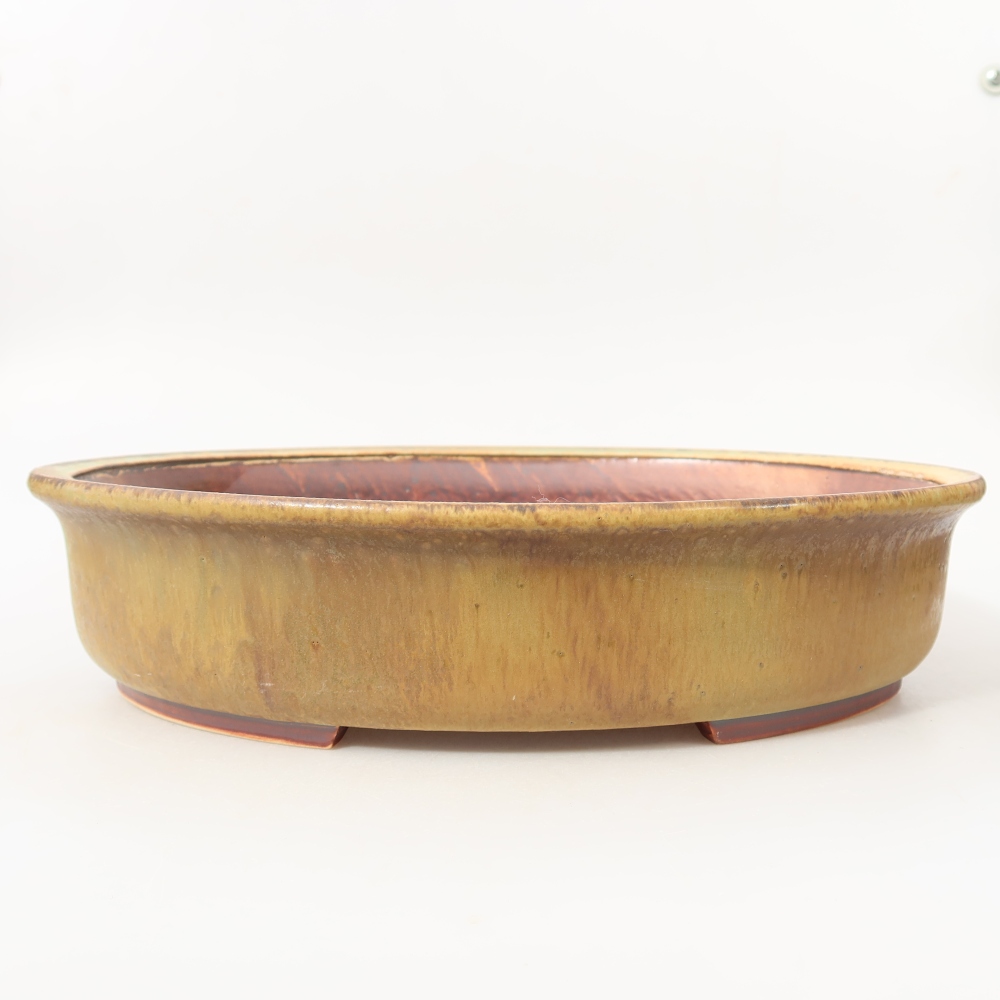Ceramic bonsai pot, 31.5 x 27.5 x 7 cm, green